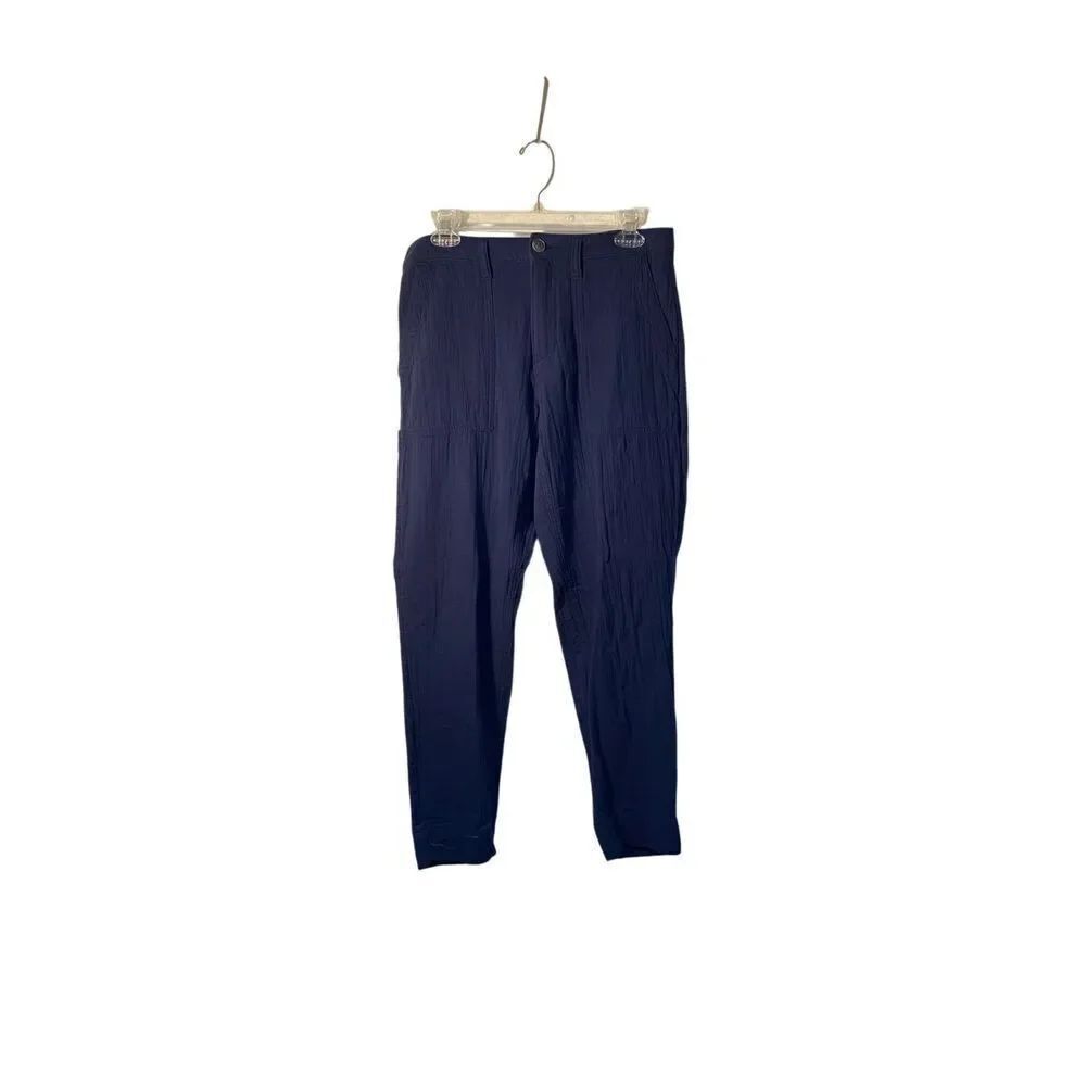 Old navy women’s slouchy tapered, gauzy navy blue, 100% cotton pants 6